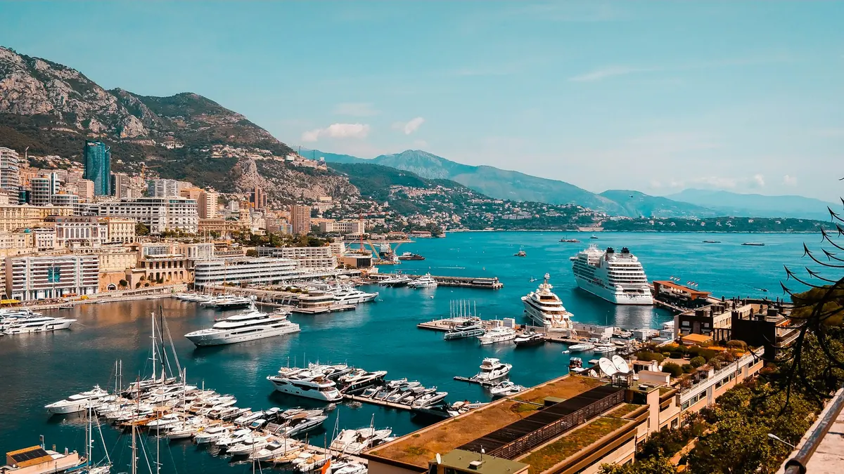 Monaco harbour below the mountains